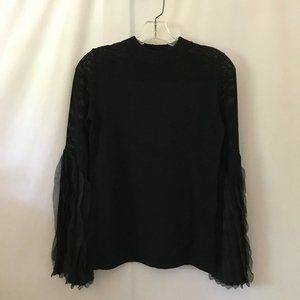 Anne Fontaine Ellie Sweater in Black, Embellished Sleeves